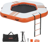 VEVOR Inflatable Floating Dock, 8.5x8.5 FT Inflatable Dock Platform, Non-Slip Water Mat with Portable Carrying Bag & Detachable Ladder, Floating Water Platform Island Raft for Pool Beach Ocean, Orange