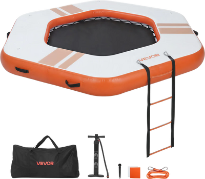 Vevor Inflatable Floating Dock 8.5 x 8.5 ft Hexagon Non-Slip with Mesh Pool Detachable Ladder New
