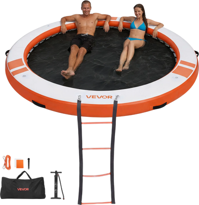 Vevor Inflatable Floating Dock 10 ft Round with Mesh Pool Detachable Ladder New