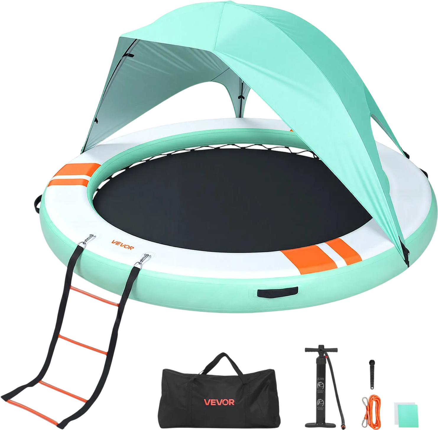 Vevor Inflatable Floating Dock 10 ft Round with Mesh Pool Detachable Sunshade New