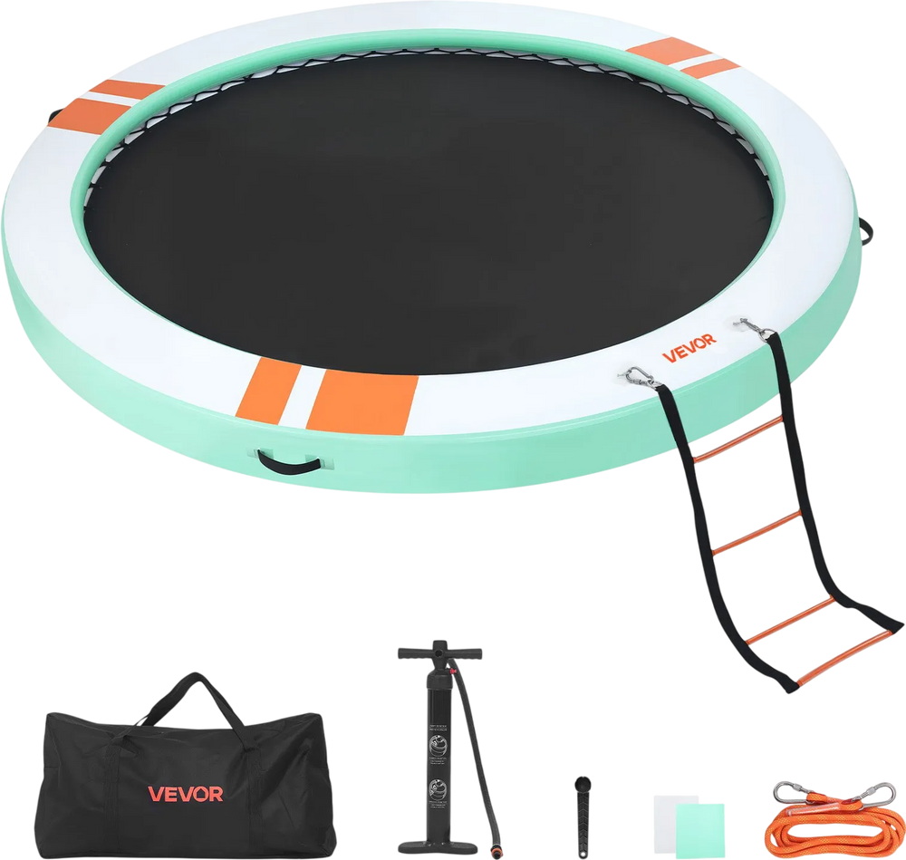 VEVOR Inflatable Floating Dock, 12 FT Round Inflatable Dock Platform, Non-Slip Water Air Mat with Portable Carrying Bag and Detachable Ladder, Floating Water Platform Island Raft for Pool Beach Ocean