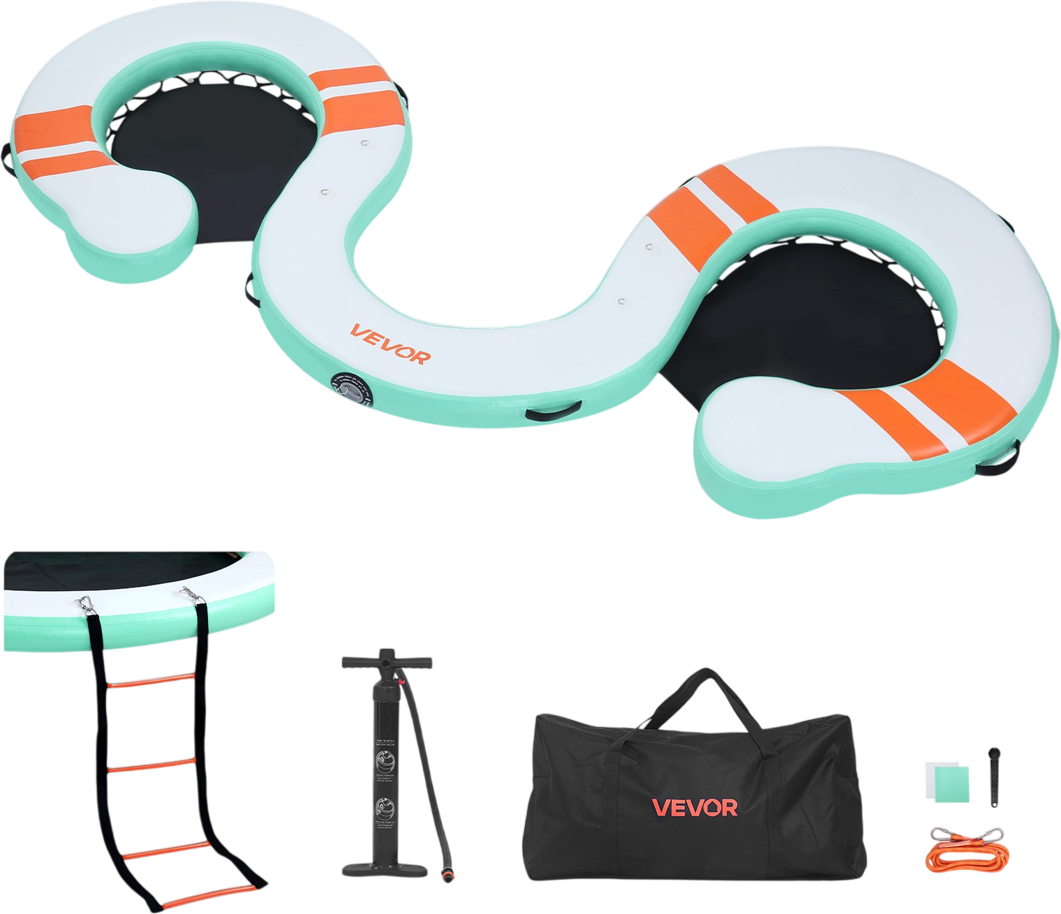 Vevor Inflatable Floating Dock 15 x 6 ft Non-Slip with Detachable Ladder New