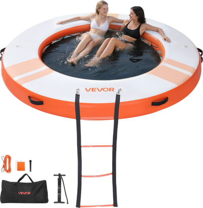 Vevor Inflatable Floating Dock 8 ft Round with Mesh Pool Detachable Ladder New