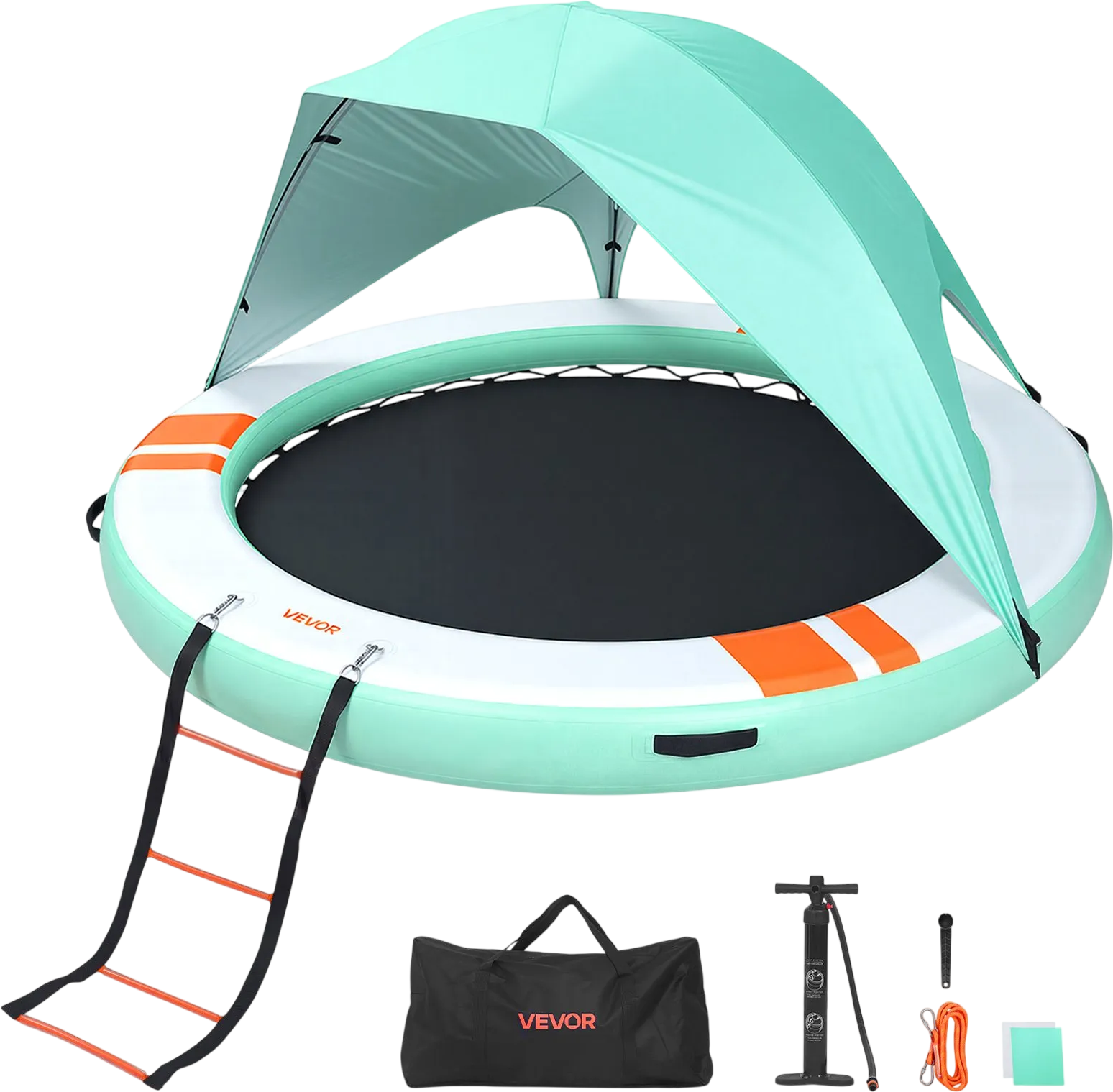 Vevor Inflatable Floating Dock 8 ft Round with Mesh Pool Detachable Sunshade New