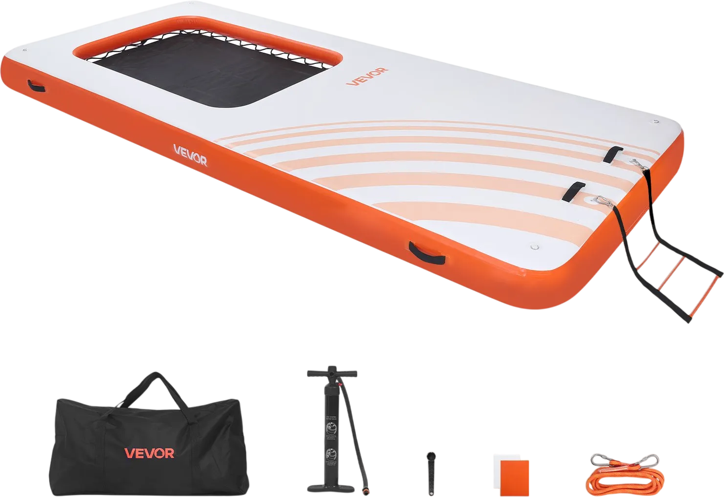 Vevor Inflatable Floating Dock 15 x 6.5 ft with Mesh Pool Detachable Ladder New