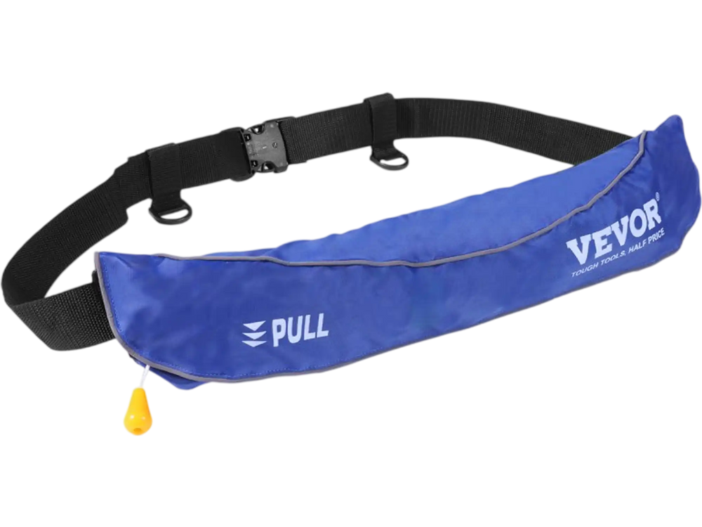 VEVOR Manual Inflatable Belt Pack for Adults, 105N Buoyancy, Over 80 Pounds and Up to 59 in Waist Adjustable, Inflatable PFD Waist for SUP Paddelboarding, Kayaking, Blue (CO2 Cylinder Not Included)