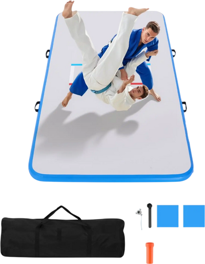 VEVOR 10x5 ft Wrestling Mat Inflatable, Martial Arts Thick Mat for Outdoor Indoor Home Gym Exercise, PVC Foldable Training Mats with 600W Air Pump, for Gymnastics Tatami Jiu Jitsu BJJ MMA Judo, Gray