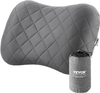 VEVOR Inflatable Camping Pillow, 5-Inch Thickened Travel Pillow, Soft Backpacking Pillows with Removable & Washable Cover, Storage Bag, Lightweight and Portable for Camping, Air Travel, Hiking, Office