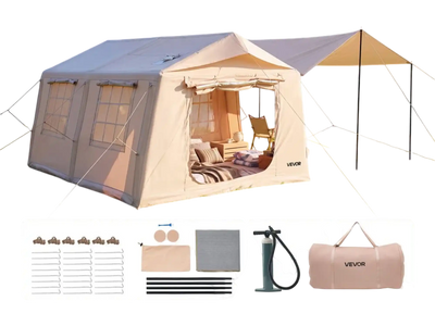 Vevor Tent Inflatable Camping Tent 5-8 Person Beige with Pump New