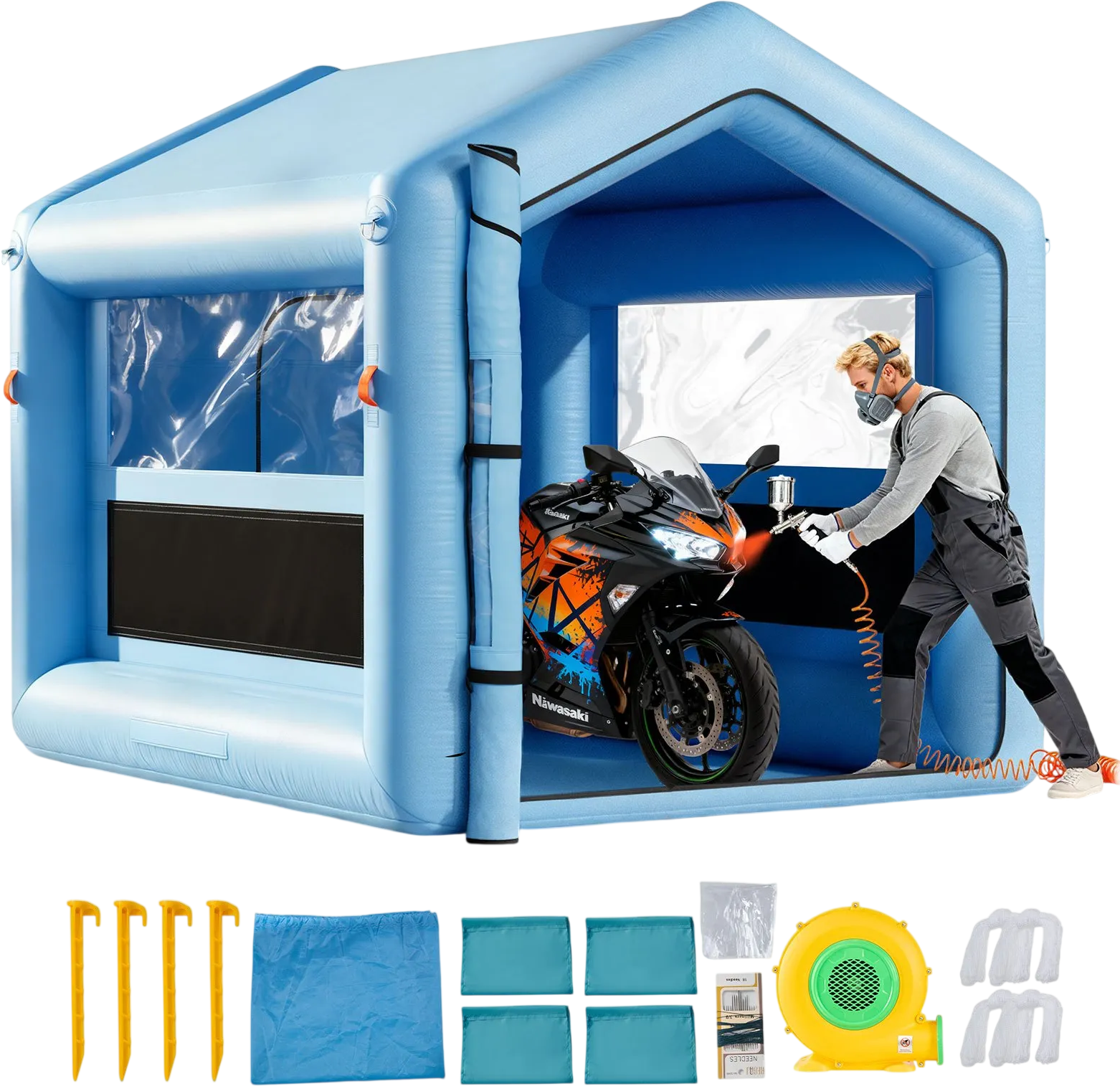 Vevor Inflatable Paint Booth 9.8 x 8.2 x 8.2 ft. with Air Filter System 550W Blower New
