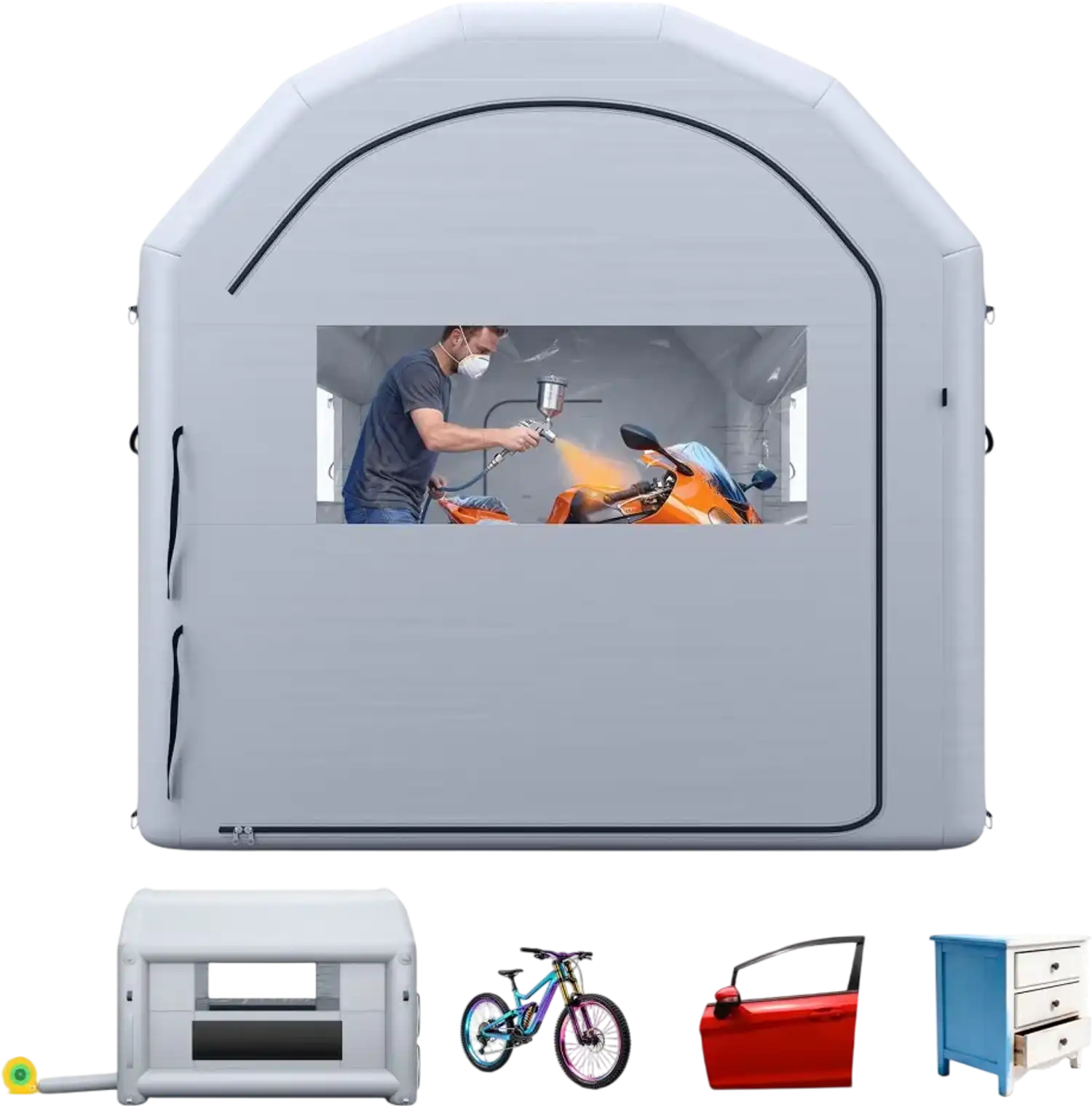 Vevor Inflatable Paint Booth 13 x 10 x 9' Portable Spray Booth Gray New