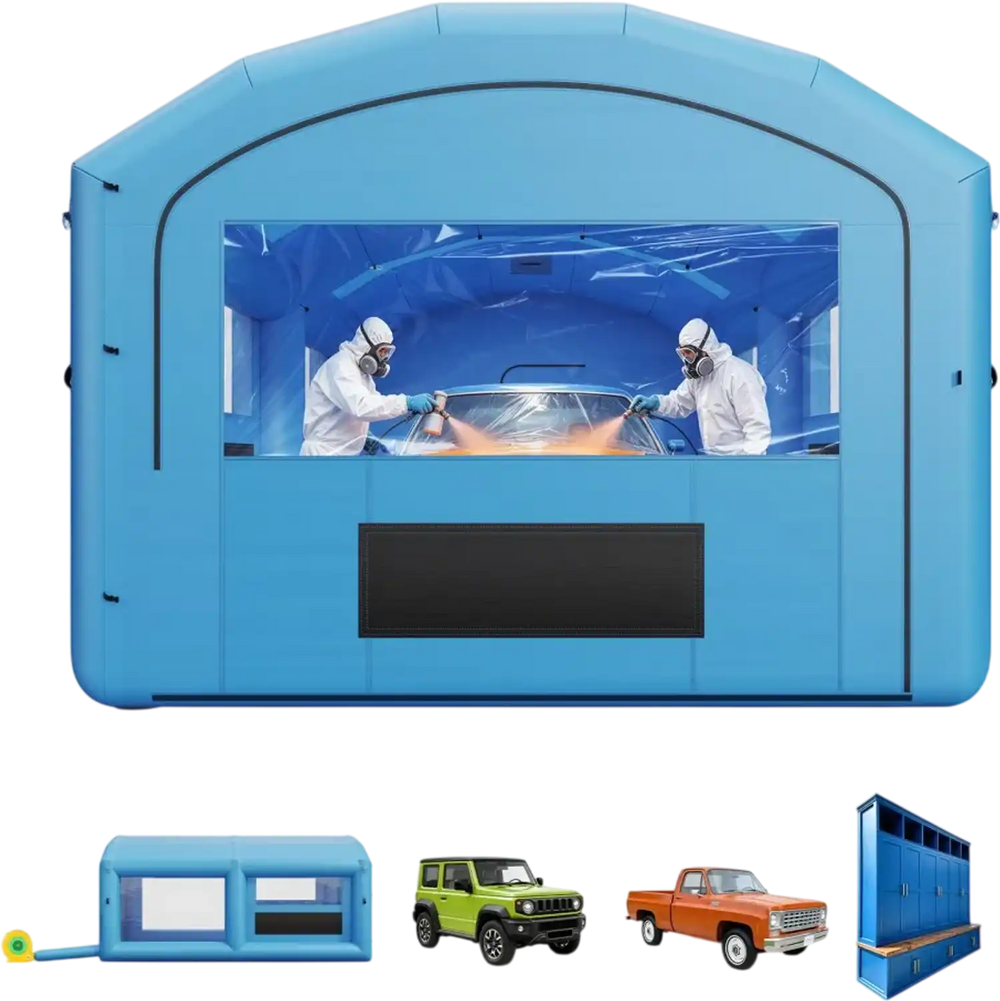 VEVOR Inflatable Paint Booth, 21 x 13 x 10 ft, Portable Spray Booth with 1100W Powerful Blower and Large Filter Cotton, Arched Roof Blow Up Painting Tent for Mid-Size Pickup Truck, Large Furniture