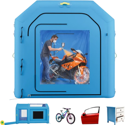 Vevor Inflatable Paint Booth 13.1' x 8.2' x 8.2' Portable Spray Booth for Bike Motorcycle and Small Furniture Blue New