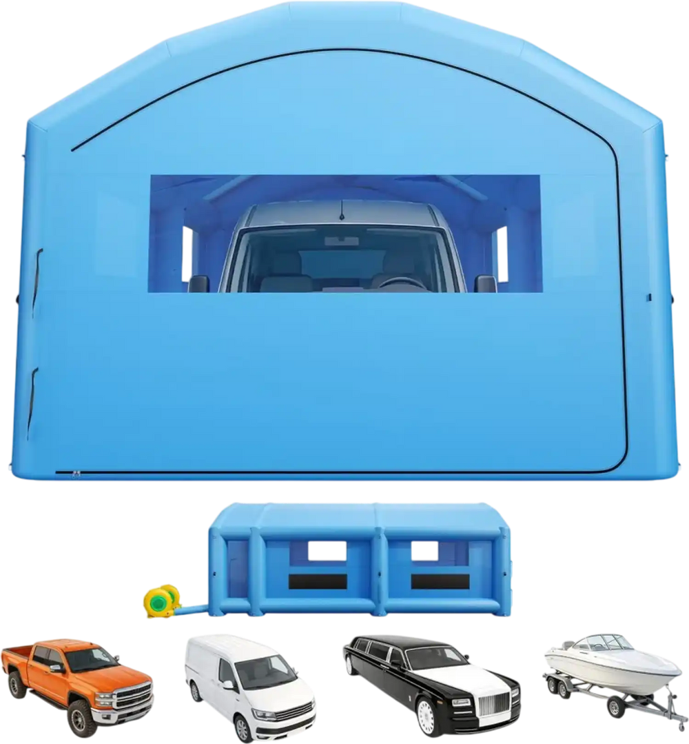 VEVOR Inflatable Paint Booth, 33 x 20 x 13 ft, Portable Spray Booth with 950W+1100W Blowers, Large Filter Cotton, Changing Area, Arched Roof Painting Tent for Full-Size Pickup Truck, Small Speedboat