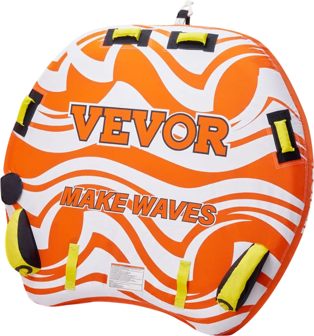 VEVOR Towable Tubes for Boating, 1-2 Riders Inflatable Towable Tube for Boat to Pull, 340lbs Capacity Boat Tubes and Towables for Water Sports - with Fins, Double-Stitched Nylon Cover & Padded Handles