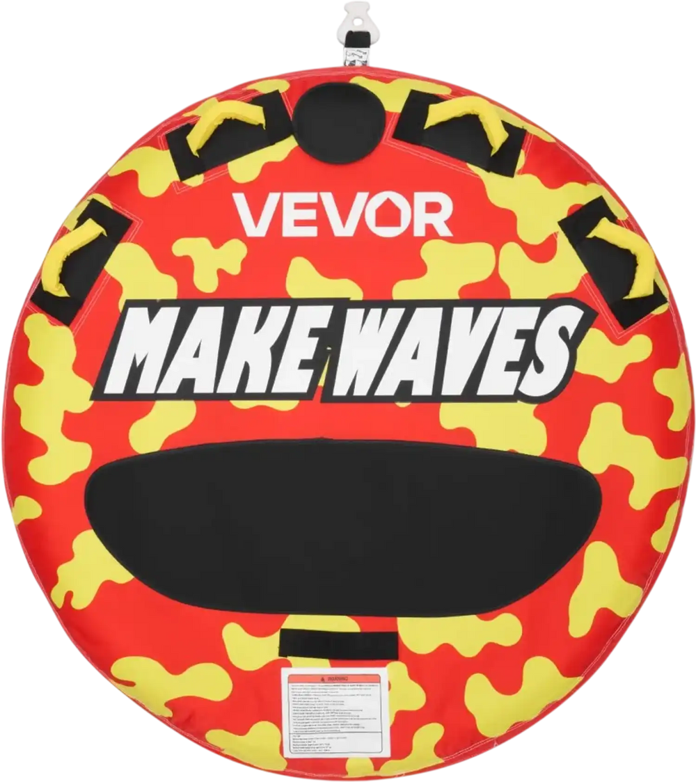 VEVOR Towable Tubes for Boating, 2-Rider Inflatable Boat Tubes and Towables, 340lbs Capacity Water Sport Tube for Boat to Pull - with Anti-Slip Pad, Full Nylon Cover, Padded Handles & Safety Valve