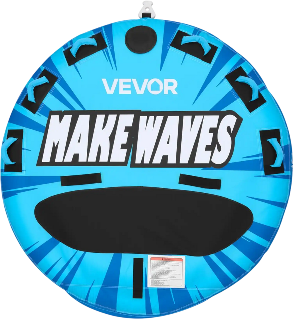 VEVOR Towable Tubes for Boating, 3-Rider Inflatable Boat Tubes and Towables, 510lbs Capacity Water Sport Tube for Boat to Pull - with Anti-Slip Pad, Full Nylon Cover, Padded Handles & Safety Valve