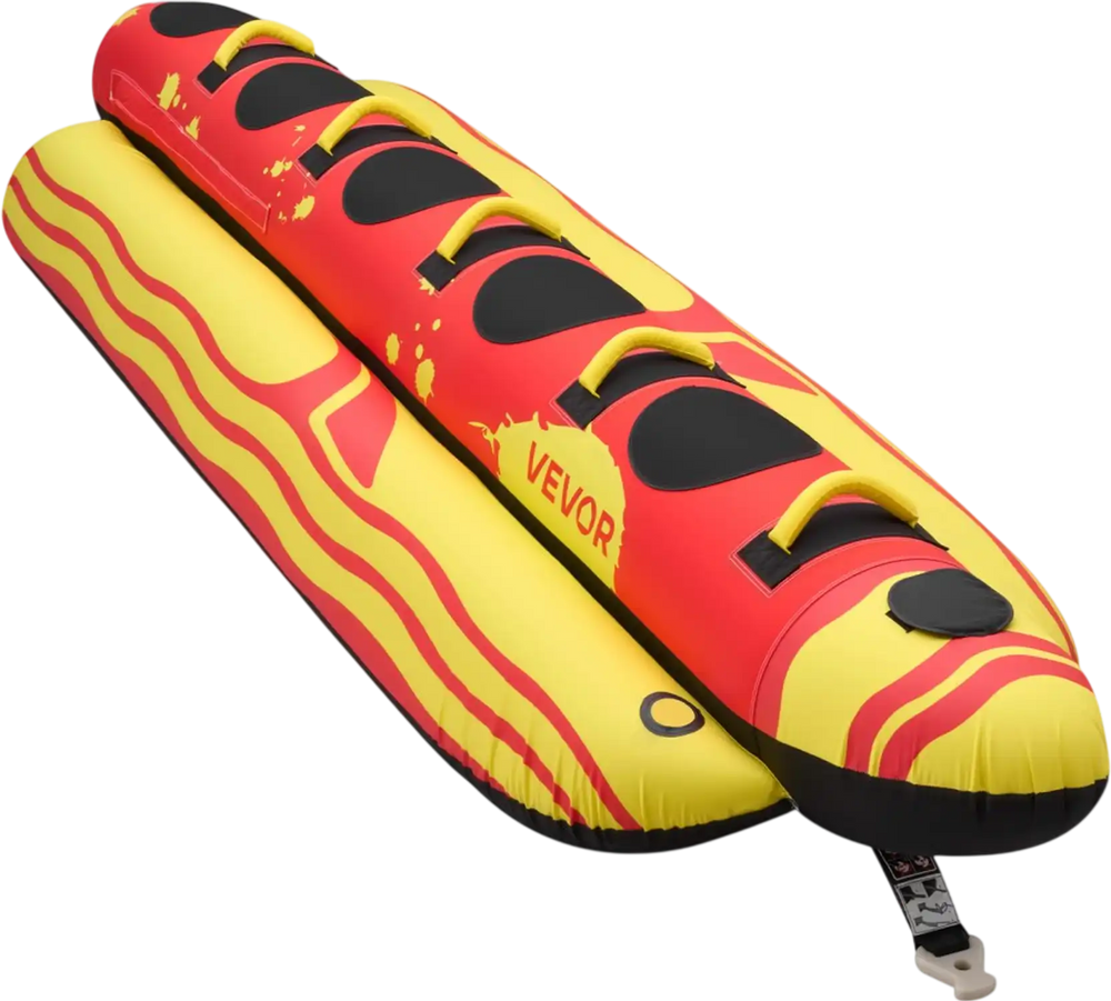 VEVOR Towable Tubes for Boating, 5 Riders Inflatable Boat Tubes and Towables, 850 lbs Capacity Water Sport Tube for Boat to Pull - with Full Nylon Cover, Padded Grip Handles & Safety Valve