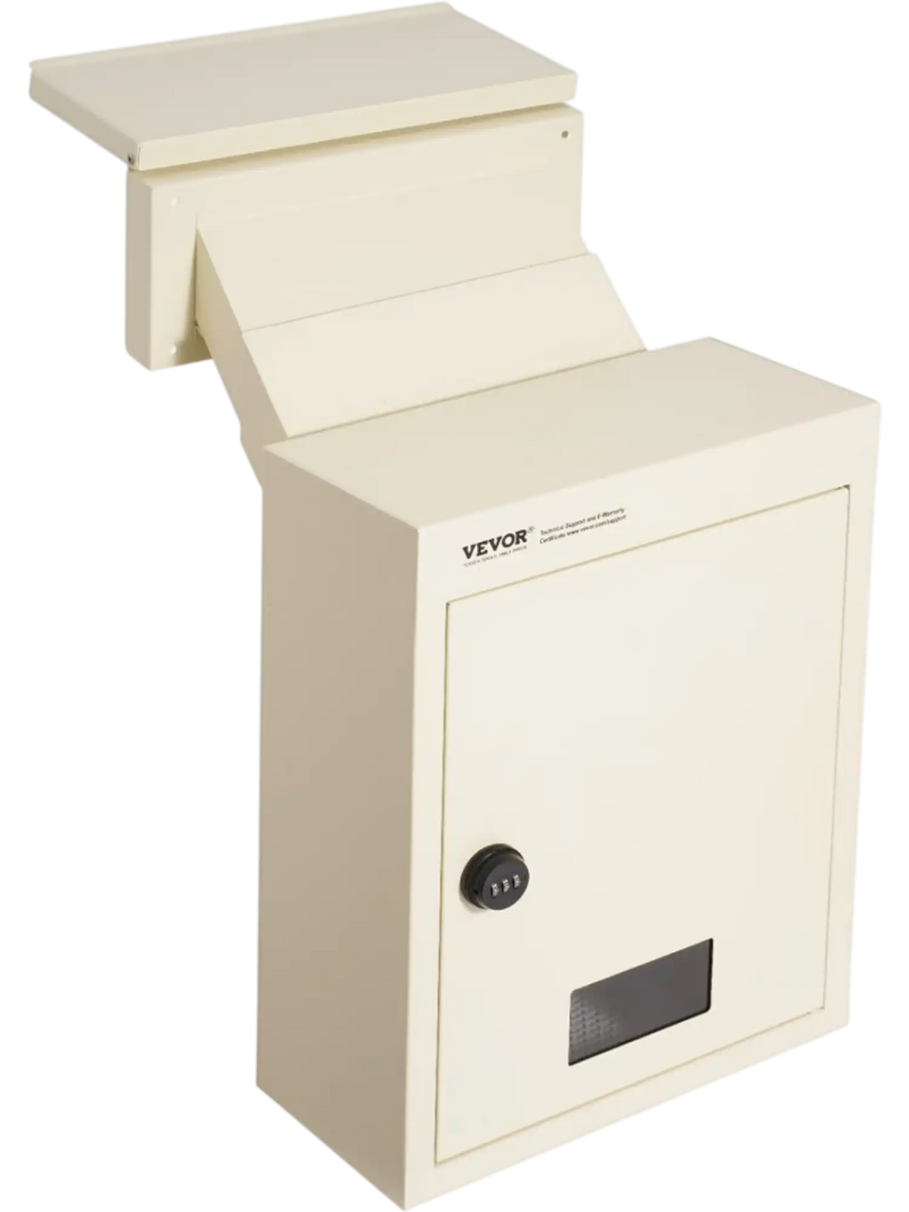 VEVOR Through The Wall Drop Box, Heavy Duty Steel Through the Wall Mailbox with 2.8-7.9" 13" Combination Lock, 12.5x6.3x16.9" Mail Drop Box, Beige