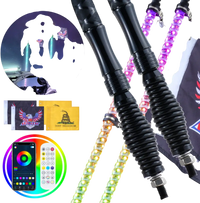 VEVOR 2 PCS 4 FT Whip Light with Spring Base, Led Whip Light with APP & Remote Control, Waterproof 360° Spiral RGB Chasing Lighted Whips with 2 Flags, for UTVs, ATVs, Motorcycles, RZR, Can-am, Go-kart