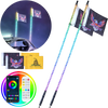 VEVOR 2 PCS 5 FT Whip Light, APP & RF Remote Control Led Whip Light, Waterproof 360° Spiral RGB Chasing Lighted Whips with 4 Flags, for UTVs, ATVs, Motorcycles, RZR, Can-am, Trucks, Off-road, Go-karts