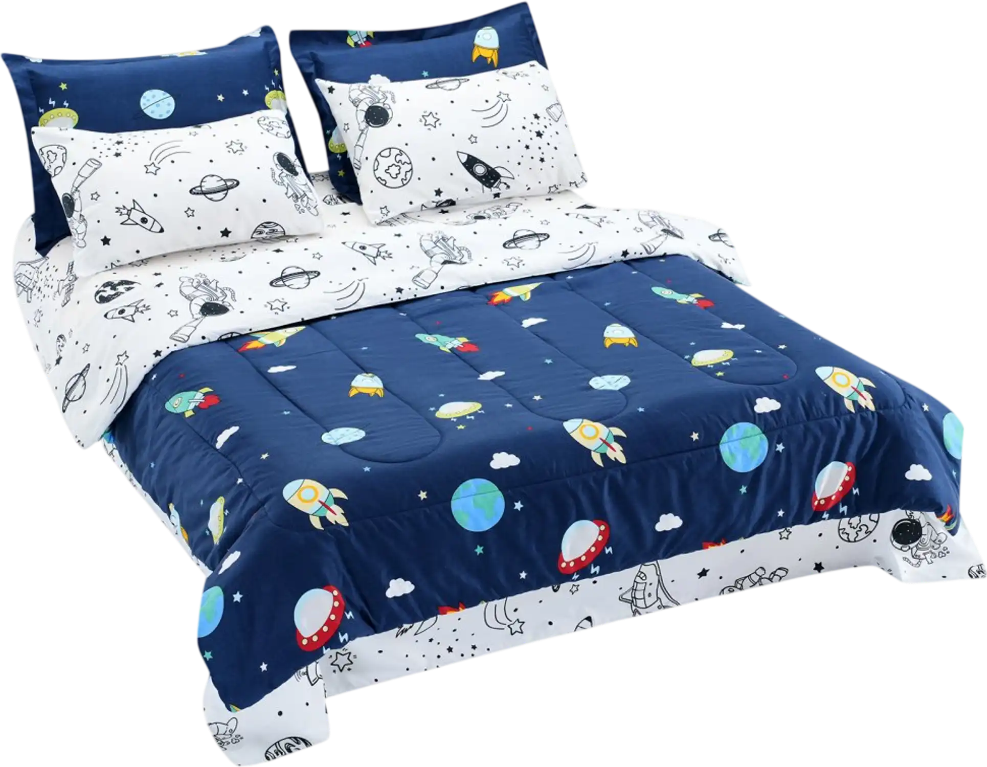 Vevor Kids Comforter Set 7-Piece Twin Space Printed Bedding New