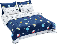VEVOR Kids Comforter Set, 7 Pieces, Twin Bedding Sets with 1 Comforter, 1 Flat Sheet, 1 Fitted Sheet, 4 Pillowcases, Soft Microfiber & Space Printed, Bedding Comforter Sets for Boys Girls Teen