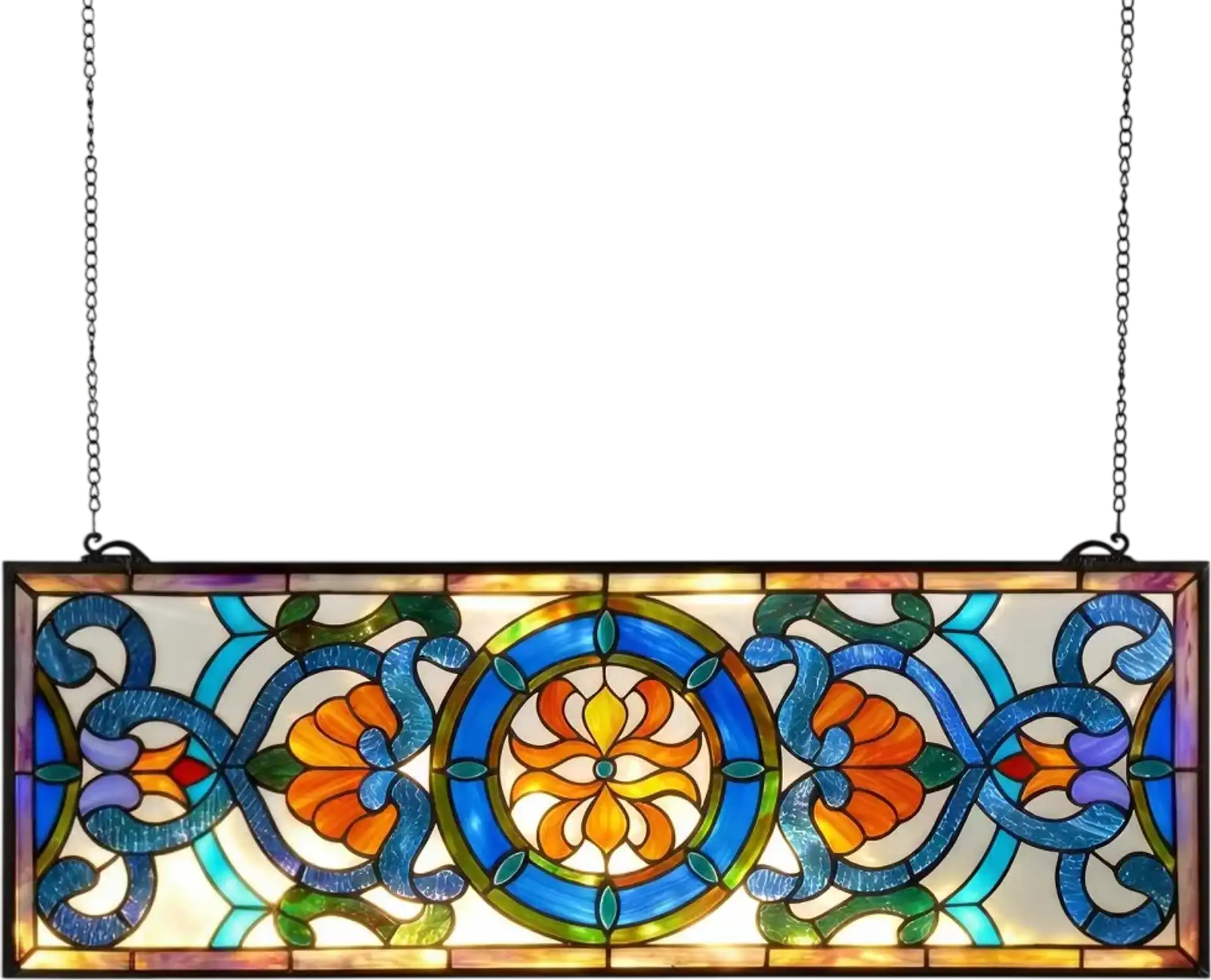 Vevor Stained Glass Window Panel Tiffany Style Hanging Transom 35.1