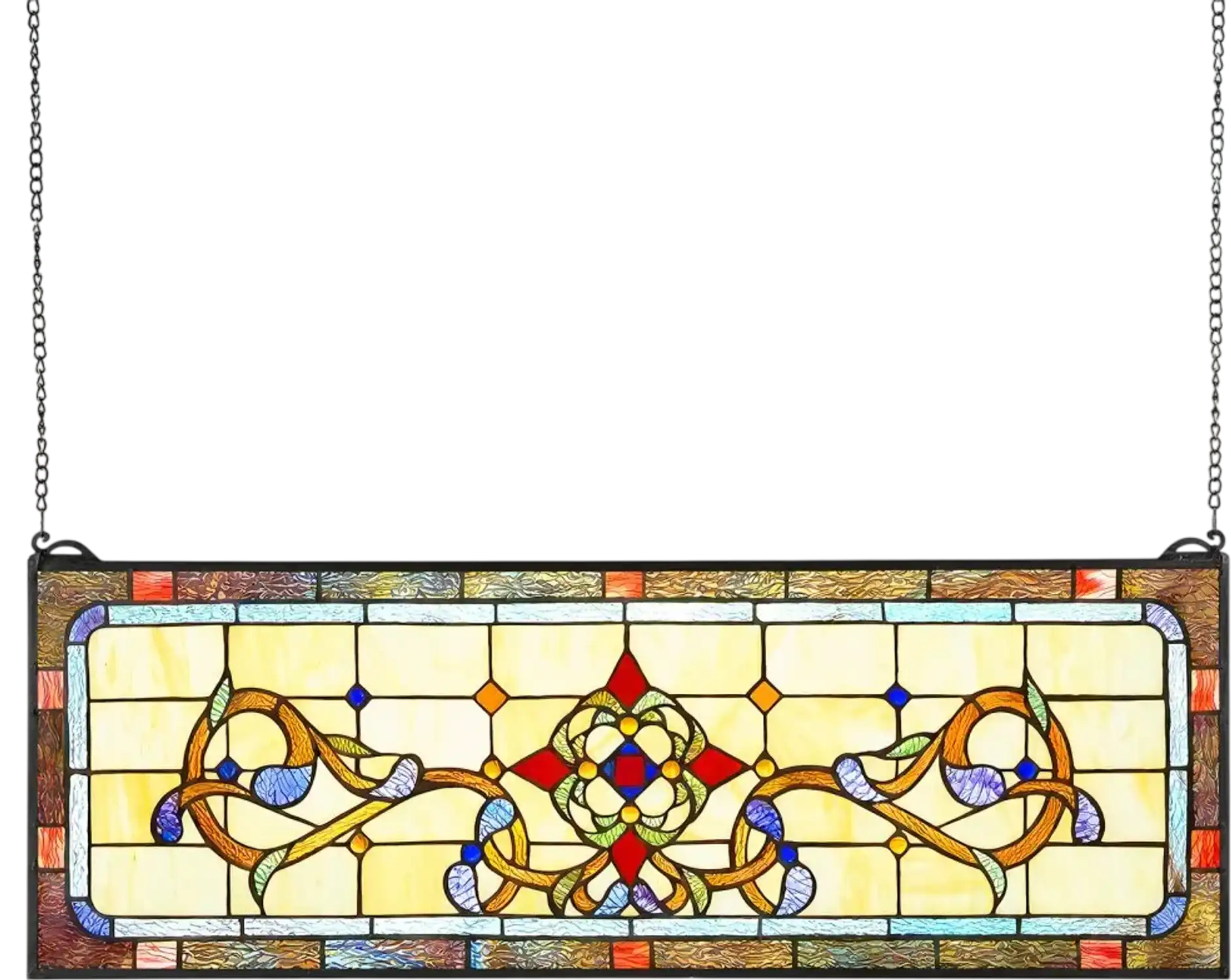 Vevor Stained Glass Window Panel Tiffany Style Hanging Transom 32