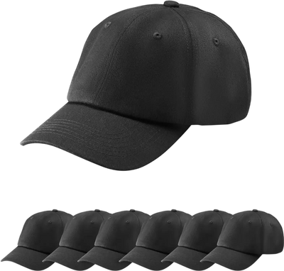 Vevor Baseball Caps 12-Pack Adjustable Black Cotton Blank Hats New