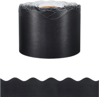VEVOR Bulletin Board Border, 65.6 Feet Rolled Border Trim, Scalloped Bulletin Board Paper with Wavy Line Design, Classroom Border for Bulletin Board, School, Classroom, and Locker Decoration, Black