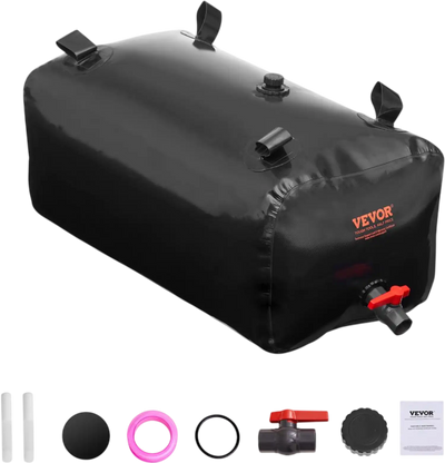 Vevor Water Storage Bladder Portable 29.85 Gal PVC Collapsible Water Tank Black New