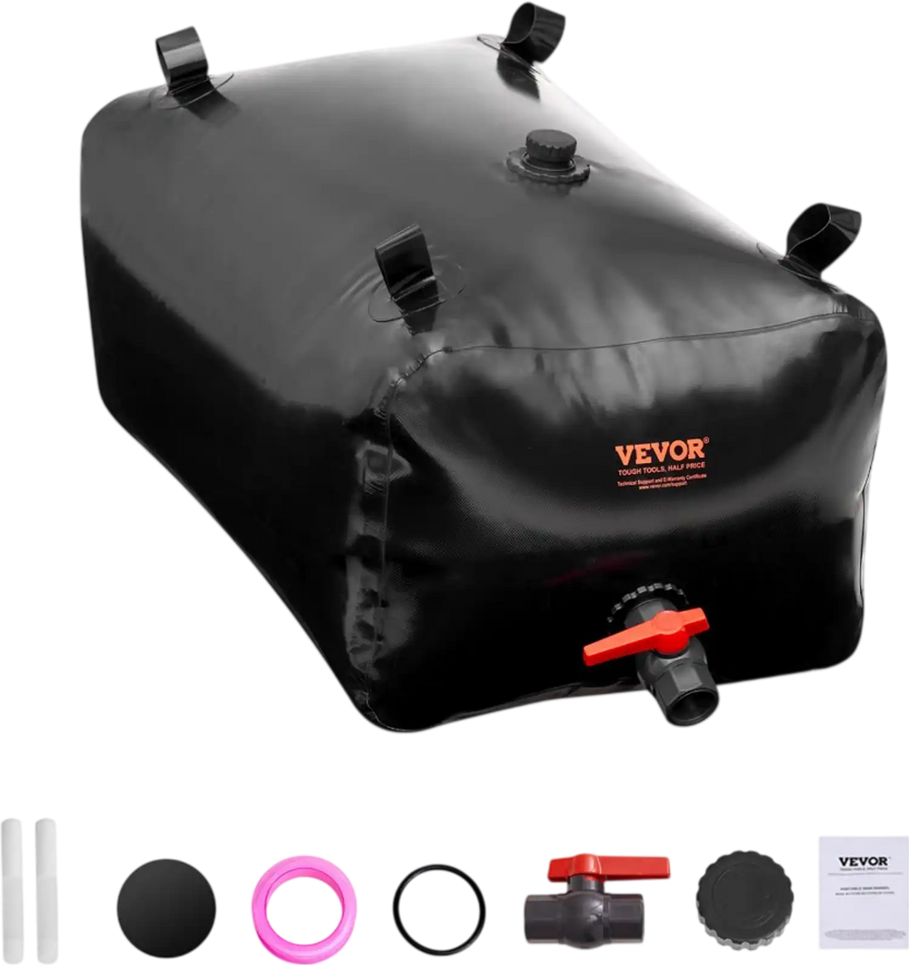 VEVOR 240L/63.4 Gallon Water Storage Bladder, Portable RV Water Tank, 1000D PVC Collapsible Water Storage Containers,  Soft Water Storage Bag, Water Bladder, Fire Prevention, Camping, Emergency Water