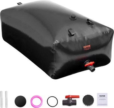 Vevor Water Storage Bladder 142.7 Gal Collapsible PVC Water Tank Black New