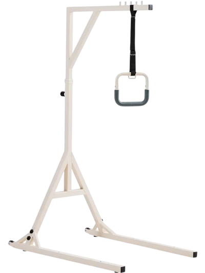 VEVOR Trapeze Bar for Bed Mobility, Height-Adjustable Bed Trapeze with 2 Casters, 350LBS Weight Capacity Heavy Duty Pull Up Trapeze Bar with Floor Stand for Elderly, Disabled, Bedridden Patients