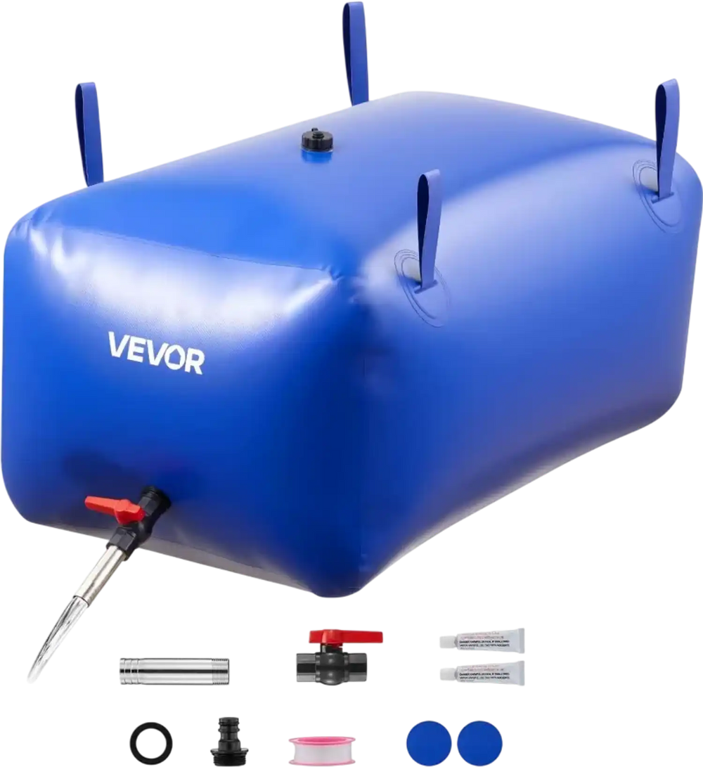 VEVOR Water Storage Bladder 63.4 Gallon Large Capacity Water Bag, Portable & Collapsible Soft Waters Container, Leakproof & Tear-Resistant PVC Emergency Waters Storage Tank for RV Truck & Outdoor Use