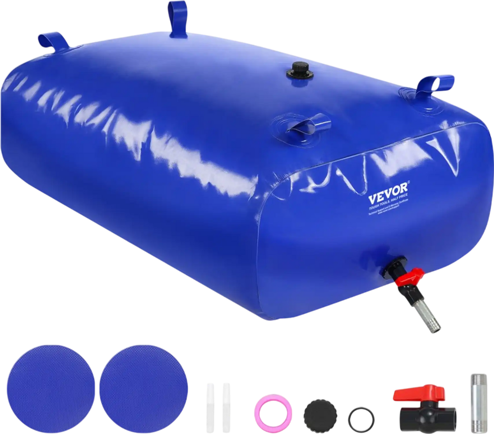 VEVOR 330L/87 Gallon Water Storage Bladder, RV Water Tank, 1000D Blue PVC Collapsible Water Storage Containers, Large Capacity Soft Water Bag, Portable Water Bladder, Fire Prevention, Camping