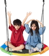 VEVOR Tree Swing, 40 Inch Saucer Swing, 750lbs Weight Capacity, 900D Oxford Fabric Swing Seat with 2 Tree Hanging Straps and Adjustable Multi-Strand Ropes, Round Swing for Kids Outdoor, Multicolor