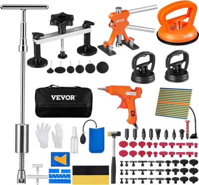 VEVOR 107 PCS Dent Removal Kit, Paintless Dent Repair Kit with Golden Lifter, Bridge Puller, Slide Hammer T-bar Dent Puller, Suction Cup Dent Puller for Auto Body Dents, Hail Damage, Door Ding