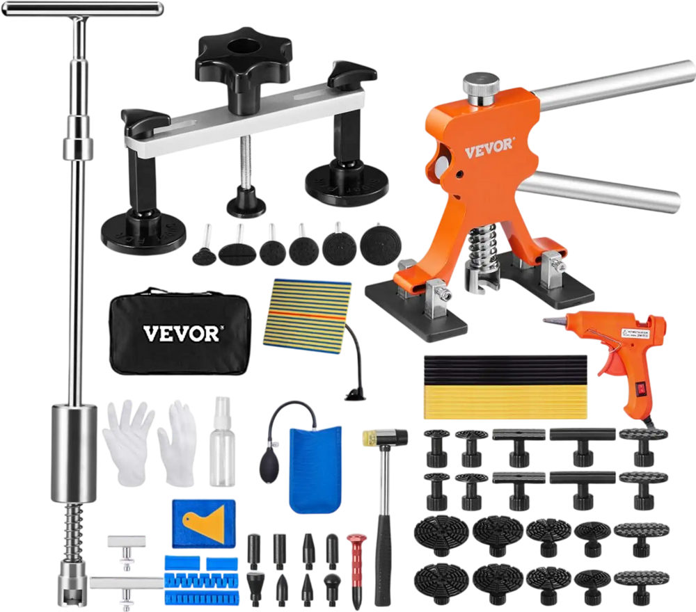 VEVOR 69 PCS Dent Repair Kit, Auto Car Body Paintless Dent Removal Tool Kit, Golden Lifter, Bridge Puller, Slide Hammer Tool Kit for Automobile Body, Washing Machine, Refrigerator
