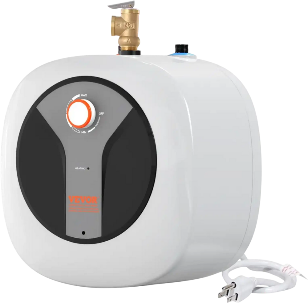 VEVOR Electric Mini-Tank Water Heater 4-Gallon Tank, 1440W Hot Water Boiler Storage, Safety Temperature Pressure Valve Easy Install, for Kichen Bathroom Restaurant, Shelf Wall Mounted