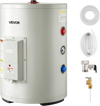 VEVOR 12 Gallon Electric Tank Water Heater, 1600W Point-of-Use Hot Water Heater with LED Display, Knob Control, Side Outlet, 120V Storage Design with T&P Valve for Small Apartments & Studios, Gray