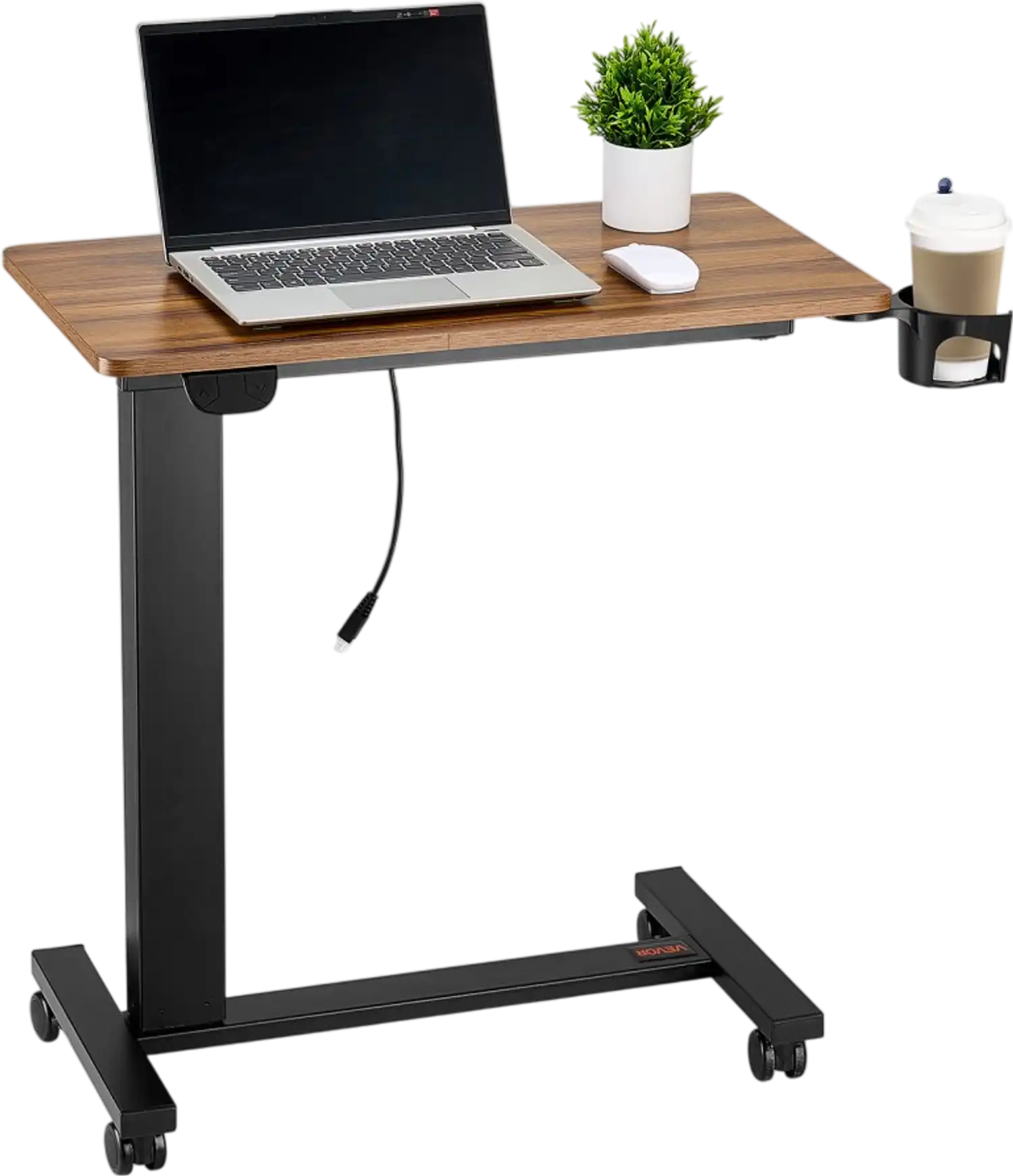 Vevor Overbed Table Electric Height Adjustable Mobile Bedside Desk with 4 Wheels New