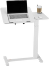 VEVOR Overbed Table, Mobile Bed Side Table with Flip Desktop and 4 Hidden Wheels, Height & Angle Adjustable Rolling Laptop Desk with Cup Holder, Portable Over Bed Desk for Home, Office, Study, White