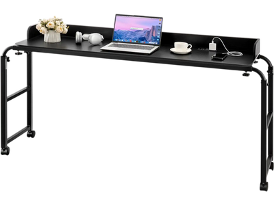 Vevor Overbed Table Adjustable Rolling Desk with Wheels and Power Socket New