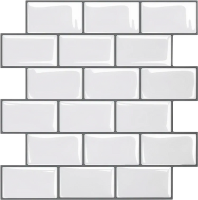 VEVOR Peel and Stick Backsplash 10-Sheet, 12 x 12 x 0.78 inch / 305 x 305 x 2.0 mm Self-Adhesive Wall Tiles, Stick on Subway Tile Backsplash for Kitchen, 3D Back Splashes for Bathroom, Tile-Look