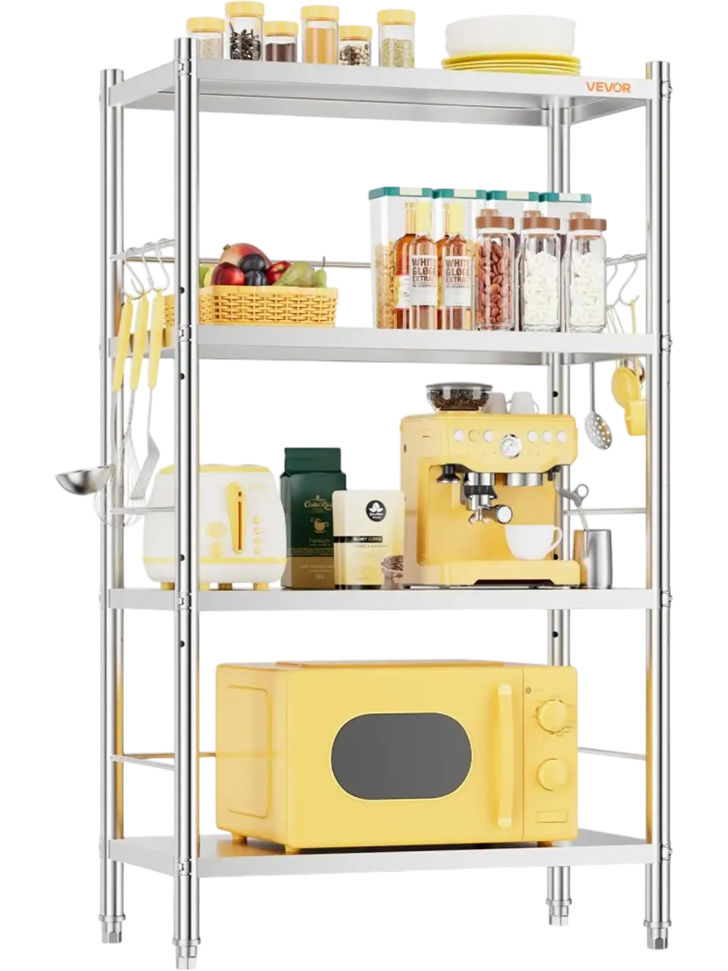Vevor Shelving Stainless Steel 4-Tier Storage Rack 23.6