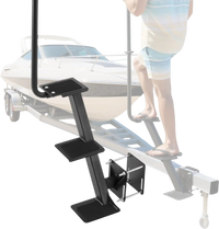VEVOR Boat Trailer Steps, 3-Step, Heavy-Duty Boat Trailer Steps with Handle, Non-Slip Surface, 3 Mounting Angle Options, Carbon Steel Ladder Suitable for 3