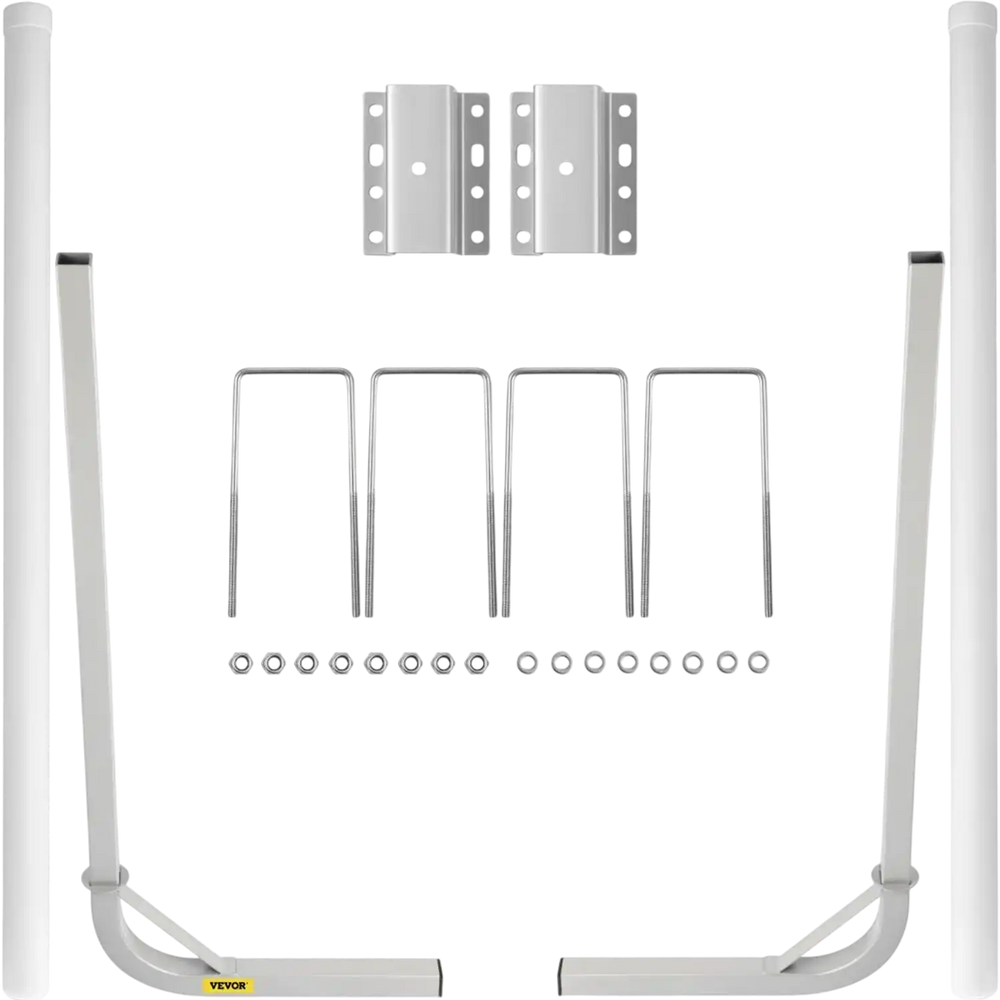 VEVOR Boat Trailer Guide-on, 60\", 2PCS Steel Trailer Post Guide ons, with White PVC Tube Covers, Complete Mounting Accessories Included, for Ski Boat, Fishing Boat or Sailboat Trailer