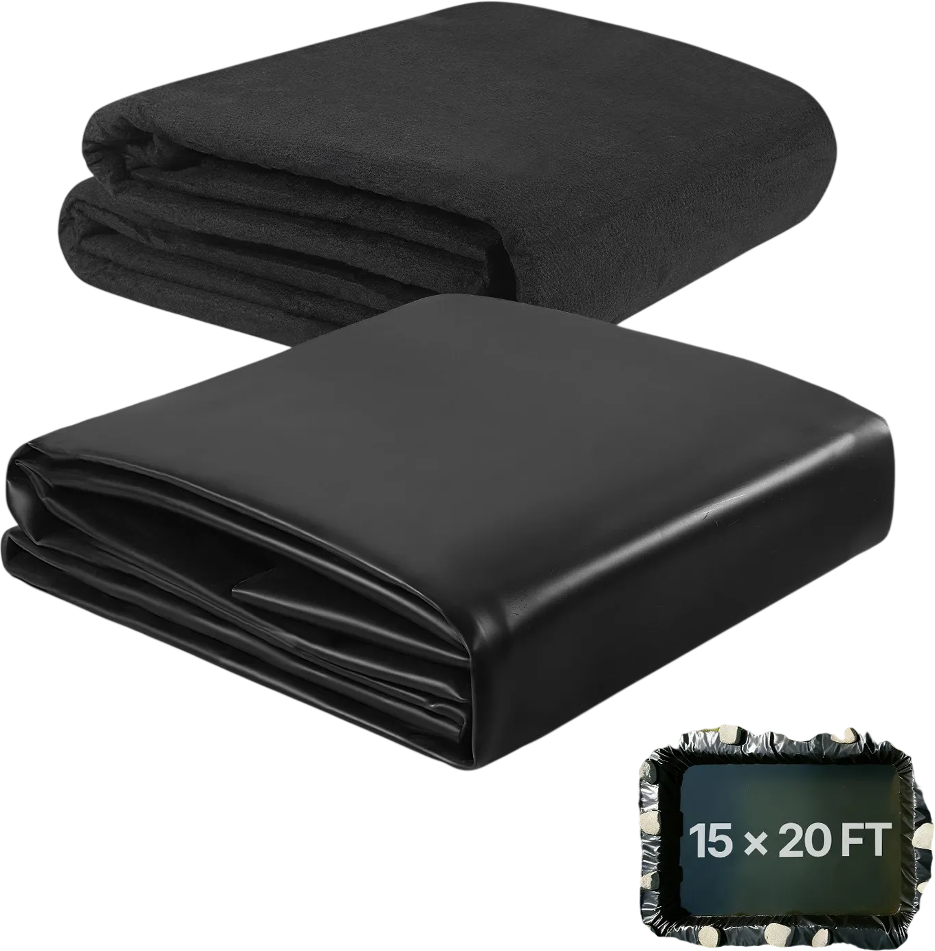 Vevor Pond Liner 15 x 20 ft. with Underlayment Leakproof 45 Mil Thickness New